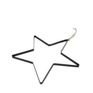 4A Suspension étoile en fer | Couleur : Noir | Décoration de Noël | Diamètre 25 centimètres | Par 10 suspensions