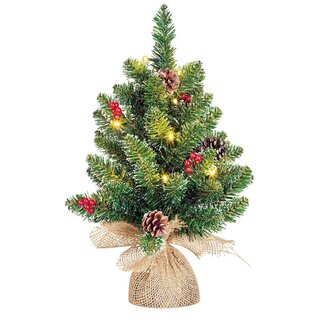 4A Sapin de Noël LED « Creston » | Couleur : Vert | Décoration de Noël | Diamètre 35 centimètre | Hauteur 45 centimètre | Par 12 sapins de Noël