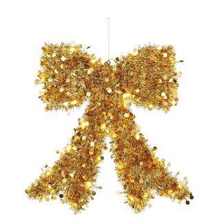 4A LED-Schleife | Farbe: Gold | Weihnachtsdekoration | Länge 44.5 Zentimeter | Breite 42 Zentimeter | Höhe 4.5 Zentimeter | Pro Schleife