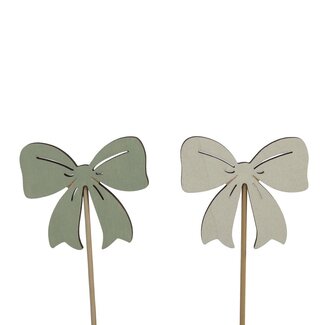 4A Pique à nœud | Couleur : Vert | Décoration de Noël | Longueur du pique ± 20 centimètres | Longueur du nœud 7 centimètres | Largeur 6 centimètres | Par 10 piques