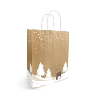 4A Sacs en papier “Tino” Clayrton | Couleur : Marron clair | Décoration de Noël | Longueur 18 centimètres | Largeur 8 centimètres | Hauteur 23 centimètres | Par 50 sacs