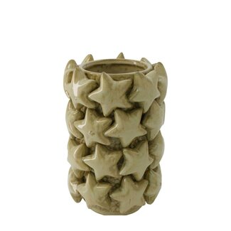 4A Vase en céramique avec étoiles "Stars" | Couleur : Marron clair | Décoration de Noël | Diamètre 17 centimètres | Hauteur 26 centimètres | Par vase