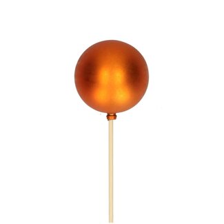 4A Pique boule de Noël mat | Couleur : Orange | Décoration de Noël | Diamètre 6 centimètres | Longueur du pique ± 50 centimètres | Par 25 piques