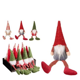 4A Gnome assorti | Couleur : Couleurs mélangées | Décoration de Noël | Diamètre 8 centimètres | Hauteur 22 centimètres | Par 12 gnomes