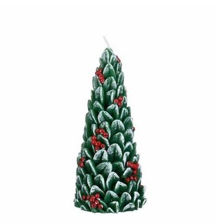 4A Bougie sapin de Noël | Couleur : Vert | Décoration de Noël | Diamètre 7 centimètres | Hauteur 20.5 centimètres | Par 6 bougies