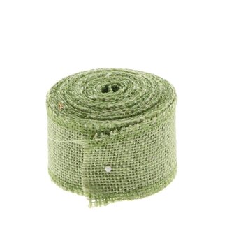 4A Ruban en jute | Couleur : Vert | Largeur 50 millimètres | Longueur 5 mètres | Par rouleau