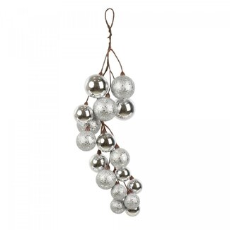 4A Suspension de boule de Noël en plastique | Couleur : Argent | Décoration de Noël | Longueur 45 centimètres | Par suspension