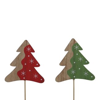 4A Weihnachtsbaumstecker | Farbe: Gemischte Farben | Weihnachtsdekoration | Länge 7 Zentimeter | Breite 8 Zentimeter | Länge Stecker 20 Zentimeter | Pro 12 Weihnachtsbaumstecker