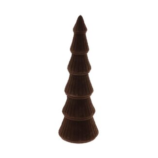 4A Sapin de Noël floqué | Couleur : Marron | Décoration de Noël | Diamètre 11 centimètres | Hauteur 35 centimètres | Par 6 sapins de Noël
