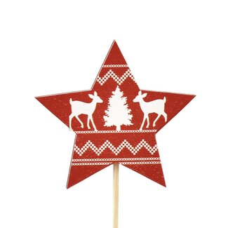 4A Pic étoile | Couleur : Rouge | Décoration de Noël | Longueur du pic ± 20 centimètres | Diamètre de l’étoile 7 centimètres | Par 20 pics