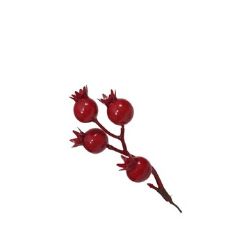 4A Branche de grenade | Couleur : Rouge | Décoration de Noël | Longueur 12 centimètres | Par 12 branches