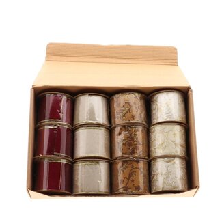 4A Ruban “Wessia” Assorti | Couleur : Couleurs mélangées | Décoration de Noël | Largeur 6.5 centimètre | Longueur 3 mètre | Par 12 rouleaux