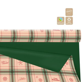 4A Papier auf Rolle Duo Matt “Glasgow” Clayrton | Farbe: Grün | Weihnachtsdekoration | Breite 80 Zentimeter | Länge 25 Meter | Pro Rolle