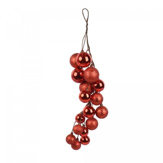 4A Suspension de boule de Noël en plastique | Couleur : Rouge | Décoration de Noël | Longueur 45 centimètres | Par suspension