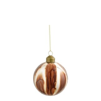 4A Boules de Noël en marbre | Couleur : Marron | Décoration de Noël | Diamètre 8 centimètres | Par 12 boules de Noël