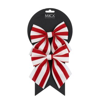 4A Nœuds | Couleur : Blanc Rouge | Décoration de Noël | Longueur 13 centimètres | Largeur 12 centimètres | Par 2 nœuds