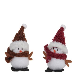 4A Décoration bonhomme de neige | Couleur : Couleurs mélangées | Décoration de Noël | Diamètre 5.5 centimètre | Hauteur 9.5 centimètre | Par 4 bonhommes de neige