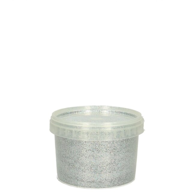 Paillettes dans un seau réutilisable | Couleur : Argent | Décoration de Noël | Poids 400 grammes | Par seau