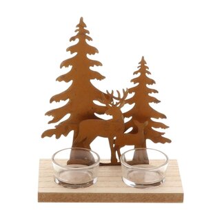 4A Teelichthalter Weihnachtsbaum | Farbe: Braun | Weihnachtsdekoration | Länge 15 centimeter | Breite 8 centimeter | Höhe 18.5 centimeter | Pro 4 Teelichthalter