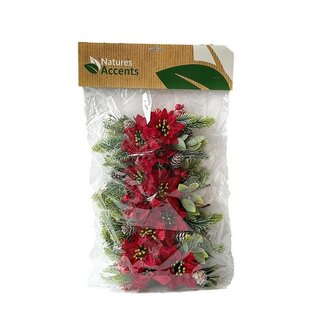 4A Poinsettia-Stecker | Farbe: Rot | Weihnachtsdekoration | Durchmesser 7 Zentimeter | Länge des Steckers 15 Zentimeter | Pro 12 Stecker