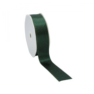 4A Ruban satiné “Luxury” | Couleur : Vert | Décoration de Noël | Largeur 25 millimètres | Longueur 20 mètres | Par rouleau