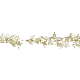 4A Guirlande de feuilles | Couleur : Or | Décoration de Noël | Longueur 1.8 mètre | Par guirlande