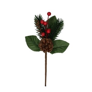 4A Pic en pomme de pin | Couleur : Rouge | Décoration de Noël | Longueur du pic 10 centimètres | Par 12 pics