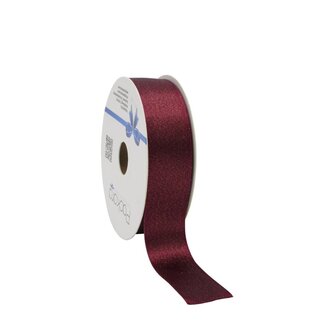 4A Ruban satiné "Luxury" | Couleur : Bordeaux | Décoration de Noël | Largeur 25 millimètres | Longueur 20 mètres | Par rouleau