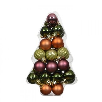 4A Kunststoff-Weihnachtskugeln sortiert | Farbe: Gemischte Farben | Weihnachtsdekoration | Durchmesser 3 Zentimeter | Pro 34 Weihnachtskugeln