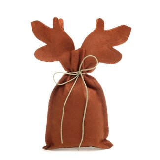 4A Sac de renne | Couleur : Marron | Décoration de Noël | Longueur 21 centimeter | Hauteur 28 centimeter | Par 5 sacs