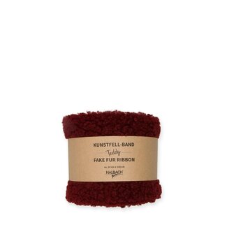 4A Ruban Teddy | Couleur : Bordeaux | Décoration de Noël | Largeur 100 millimètres | Longueur 1.5 mètre | Par rouleau