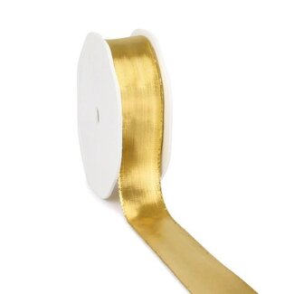 4A Metallic-Band | Farbe: Gold | Weihnachtsdekoration | Breite 25 Millimeter | Länge 25 Meter | Pro Rolle