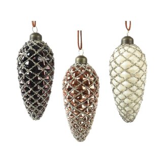 4A Boules de Noël pomme de pin | Couleur : Couleurs mélangées | Décoration de Noël | Diamètre 12 centimètres | Par 12 boules de Noël