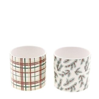 4A Pot de fleurs en céramique “Festive” | Couleur : Couleurs mélangées | Décoration de Noël | Diamètre 13 centimètres | Hauteur 12 centimètres | Par 6 pots