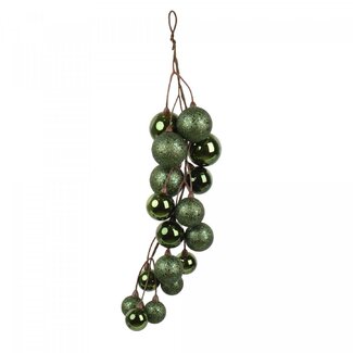 4A Suspension de boule de Noël en plastique | Couleur : Vert foncé | Décoration de Noël | Longueur 45 centimètre | Par suspension