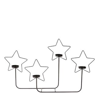4A Porte-bougie chauffe-plat étoile | Couleur : Noir | Décoration de Noël | Longueur 30 centimètre | Largeur 8 centimètre | Hauteur 35 centimètre | Par porte-bougie chauffe-plat