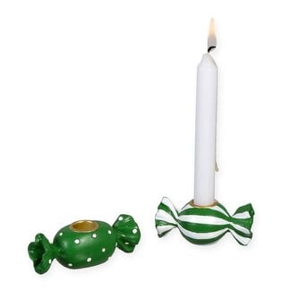 4A Porte-bougie Candy | Couleur : Vert | Décoration de Noël | Diamètre 1.2 centimètre | Hauteur 8 centimètre | Par 6 porte-bougies