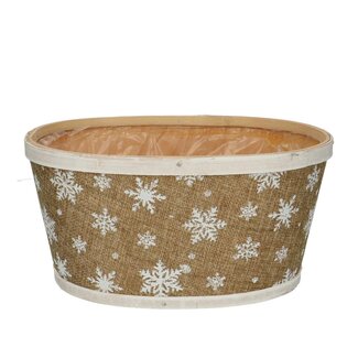 4A Jardinière en bois “Snowflake” | Couleur : Brun | Décoration de Noël | Longueur 22 centimètre | Largeur 18 centimètre | Hauteur 11 centimètre | Par 10 jardinières