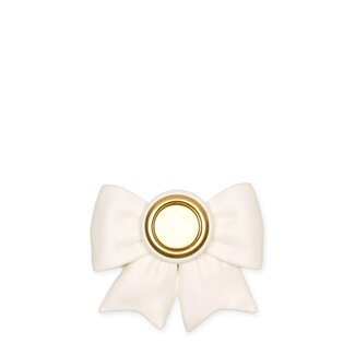 4A Bougeoir nœud | Couleur : Blanc naturel | Décoration de Noël | Diamètre 2.2 centimètre | Largeur 6 centimètre | Hauteur 7 centimètre | Par 4 bougeoirs