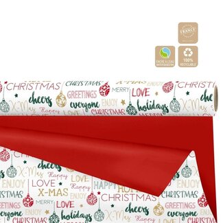 4A Papier en rouleau Duo Mat “Message” Clayrton | Couleur : Couleurs mélangées | Décoration de Noël | Largeur 70 centimètres | Longueur 40 mètres | Par rouleau