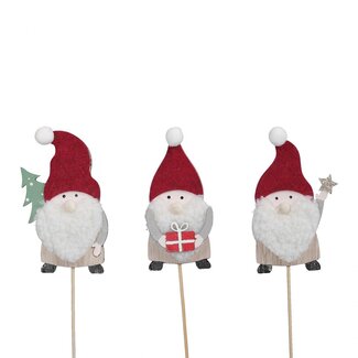 4A Weihnachtsmann-Stecker Sortiert | Farbe: Rot | Weihnachtsdekoration | Länge 10.5 Zentimeter | Länge des Steckers 20 Zentimeter | Pro 6 Stecker