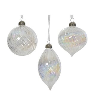 4A Boules de Noël en verre décoratives | Couleur : Transparent | Décoration de Noël | Diamètre 8 centimètres | Par 12 boules de Noël