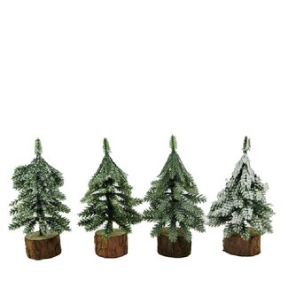 4A Décoration d’arbre | Couleur : Vert Blanc | Décoration de Noël | Hauteur 15 centimètres | Par 24 petits arbres