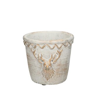 4A Keramischer Rentier-Blumentopf | Farbe: Gold | Weihnachtsdekoration | Durchmesser 13.5 Zentimeter | Höhe 13 Zentimeter | Pro 8 Töpfe
