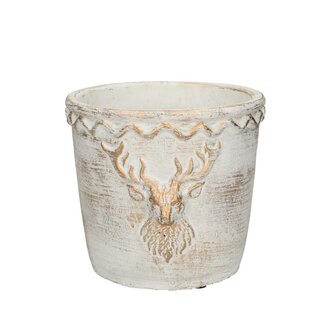 4A Keramischer Rentier-Blumentopf | Farbe: Gold | Weihnachtsdekoration | Durchmesser 15 Zentimeter | Höhe 14 Zentimeter | Pro 4 Töpfe