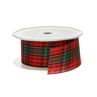 4A Ruban « Xmas à carreaux » | Couleur : Rouge Vert | Décoration de Noël | Largeur 38 millimètre | Longueur 25 mètre | Par rouleau