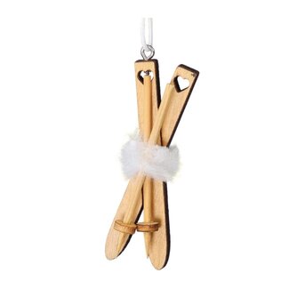 4A Suspension de ski | Couleur : Marron clair | Décoration de Noël | Longueur 7 centimètres | Par 10 suspensions