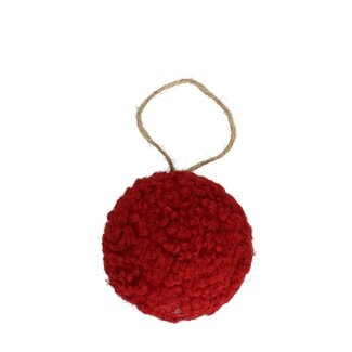 4A Boules de Noël en teddy | Couleur : Bordeaux | Décoration de Noël | Diamètre 10 centimeter | Par 3 boules de Noël