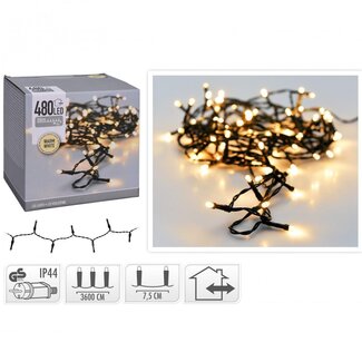4A LED Outdoor-Lichterkette 480L | Farbe: Schwarz | Weihnachtsdekoration | Länge 36 Meter | Pro Lichterkette