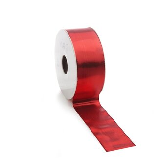 4A Ruban métallisé | Couleur : Rouge | Décoration de Noël | Largeur 40 millimètres | Longueur 25 mètres | Par rouleau